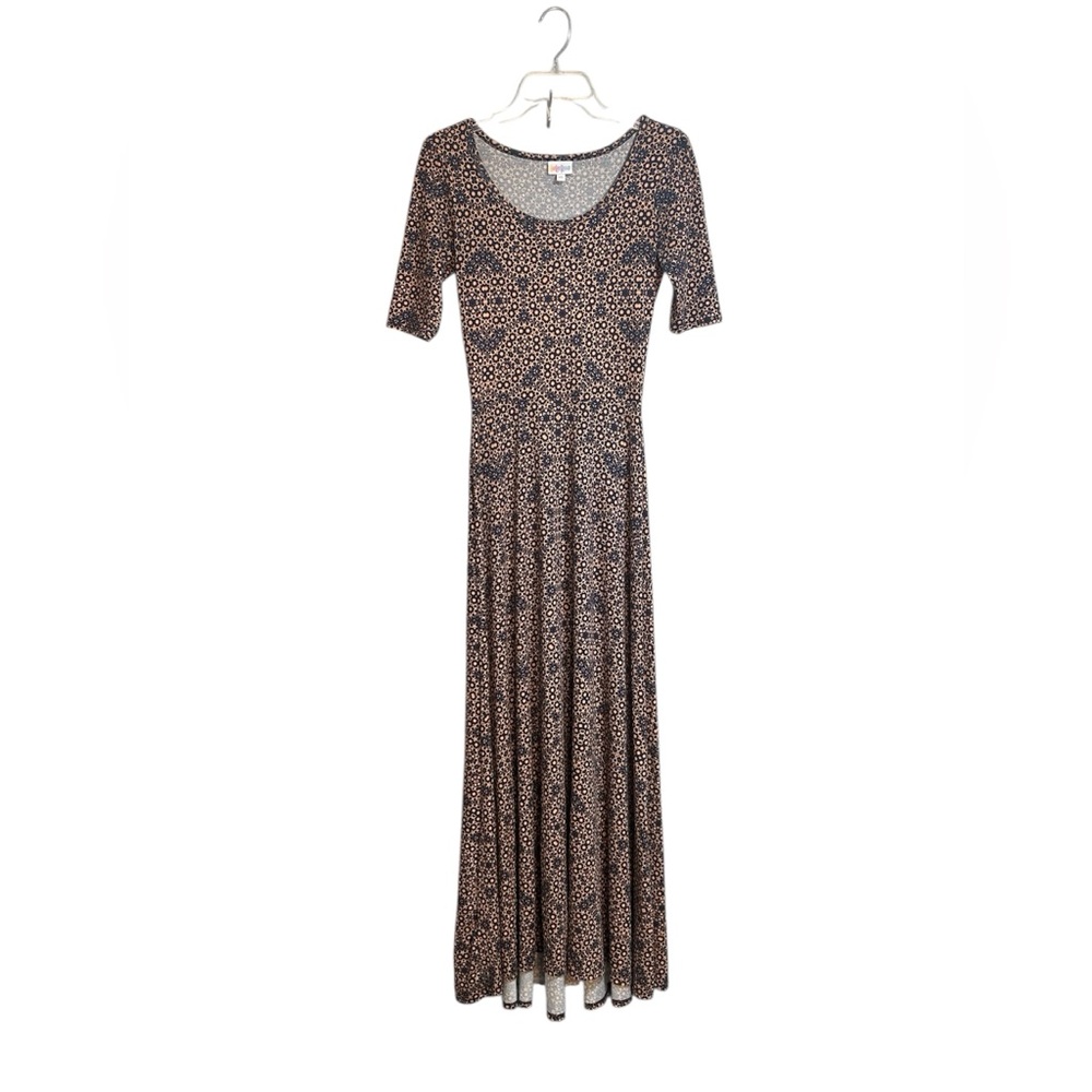 LuLaRoe Black and Tan Geometric Maxi Dress